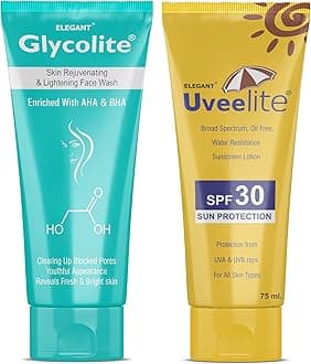 Glycolite Face Care Combo - Face wash and Sunscreen SPF 30 Lotion | Skin Lightening & Brightening | Protects From UVA & UVB Rays | For All Skin Type | Fairness Pack for Men and Women