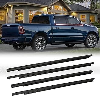 Weatherstrip Window Moulding Trim Seal Belt Kits Compatible with 2009-2021 Dodge Ram 1500 2500 3500 4500 5500 Crew Cab, Weather Stripping Replace#55112376AH 55112377AH 55372138AH 55372139AH (4Pcs/set)
