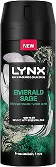 Fine Fragrance Collection Emerald Sage Premium Deodorant Body Spray Antiperspirant for 72 hours of freshness, infused with sage, cedar & patchouli essential oils 150 ml