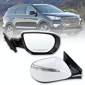Lqito Right Passenger Side Mirror Compatible with 2013-2018 Hyundai santa Fe Sport with Manual folding Power glass Heated turn signals Can be DIY Paintable Replace# HY1321201(6 Pins)