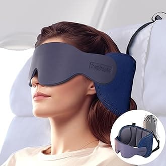 Inspireyes Travel Pillow, Airplane head strap with Sleep Eye Mask, Airplanes Essentials for Long Flight, Car Road Trip, 360° Support Headrest, Dark Grey