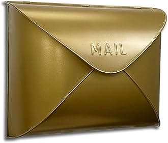 NACH Wall Mount Mailboxes, 11.5 x 9 x 4.5 inch Antique Brass Wall Mailboxes for Outside, Waterproof Mailboxes for Outside - Envelope Mailbox