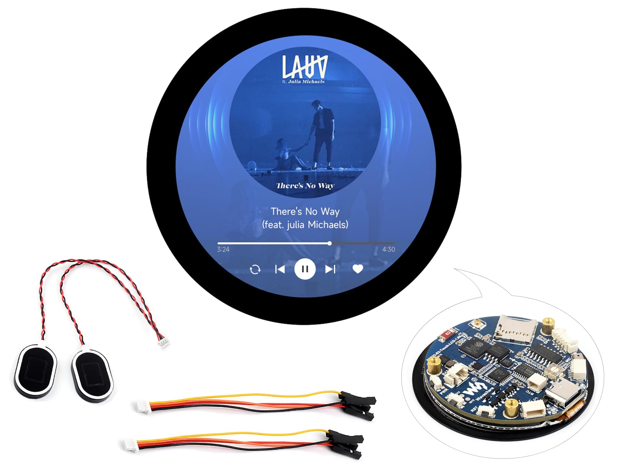 ESP32-S3 with1.85inch Round Touch Screen Development Board, 360×360 IPS LCD,with 8Ω 2W Speaker,Onboard Audio Codec, Supports Offline Speech Recognition and AI Speech Interaction