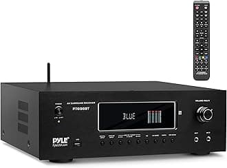 1000W Bluetooth Home Theater Receiver - 5.2 Channel Surround Sound Stereo Amplifier System with 4K Ultra HD, 3D Video & Blu-Ray Video Pass-Through Support, HDMI/MP3/USB/AM/FM Radio, Black