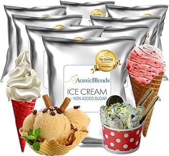 AussieBlends No Added Sugar Ice Cream Mix For Soft Serve, Milkshakes, Sundaes, and Frozen Desserts | Soft Serve Ice Cream Mix | 8-Pack, Imported