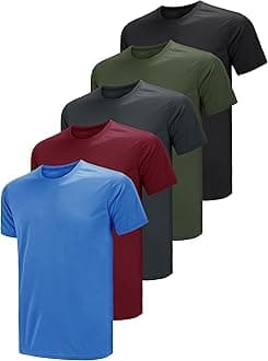 Men T Shirt Multipack Gym 5pack Workout Short Sleeve Super Soft Plain Athletic, Multicolor Set 3, 4XL