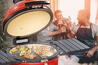 Skyflame Universal Stainless Steel Griddle, 18" Half-Round Flat Top BBQ Cooking Griddle Compatible With Kamado Joe Ceramic Grills/Weber Kettle Grills/Grill Caterings/Outdoor Stoves