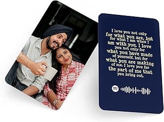 Fairus CUSTOMIZED Wallet Card with Your Photo, Illustration On front side, Special message, Spotify Song Code backside Best for Special Occasion Gift For Loved One (Photo with Message)
