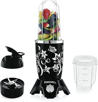 Cookwell Bullet Mixer Grinder (2 Jars, 1 Blade, Black) - Copper, 600 Watts - 2 Year Warranty
