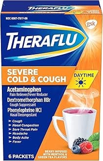 Theraflu Daytime Severe Cold & Cough Packets Berry Infused with Menthol & Green Tea Flavors - 6 ct, Pack of 2