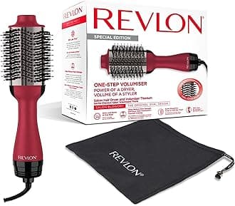 Hair Tools Salon One-Step Hair Dryer and Volumiser Titanium (One-Step, dry and style, 2-in-1 styling tool, titanium coating, unique oval design, for mid to long hair) RVDR5279UKE Plain Red