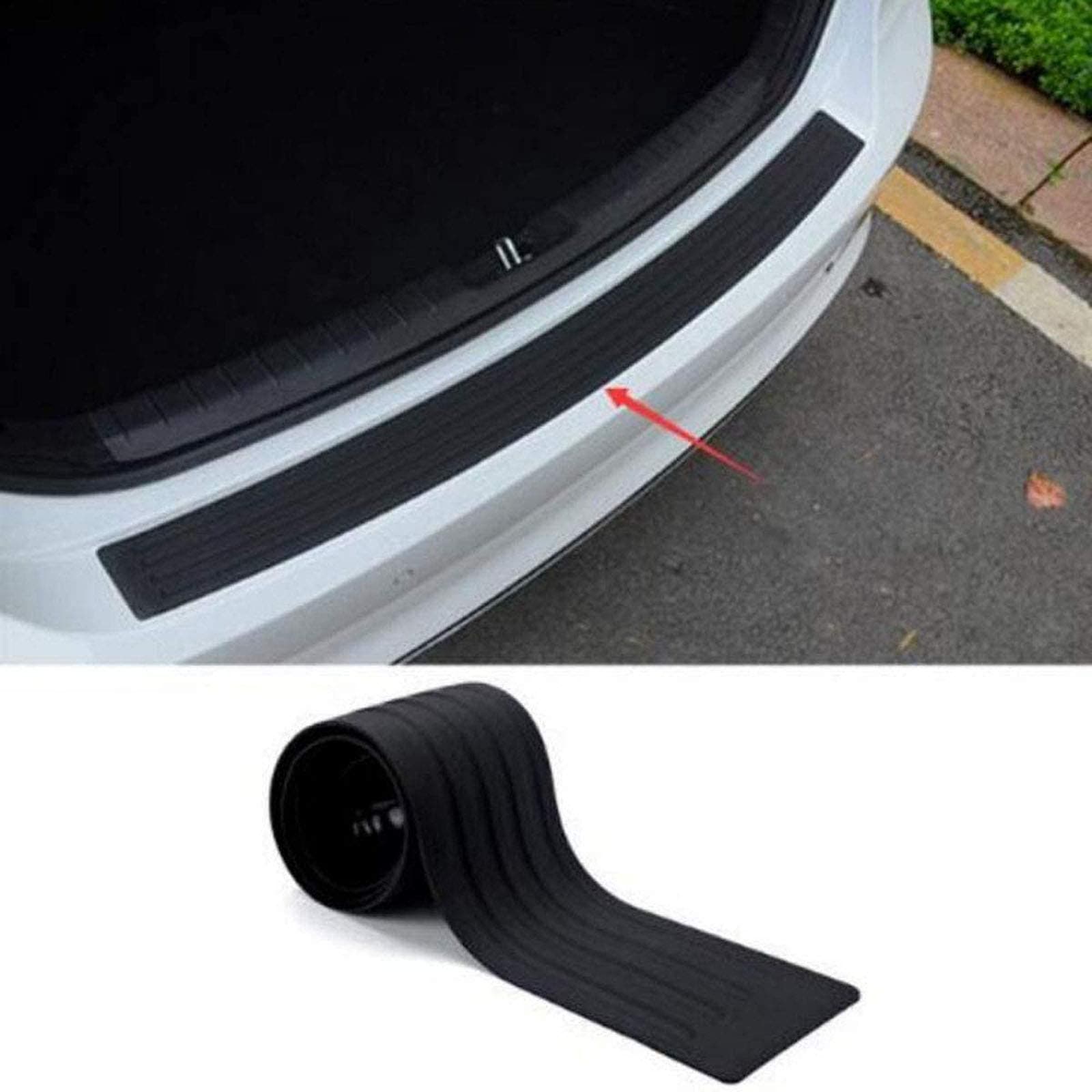 Gugou Rear Bumper Protector Guard Universal Black Rubber Scratch,Resistant Trunk Door Entry Guards Accessory Trim Cover for SUV/Cars,Easy D.I.Y. Installation(35.8Inch)