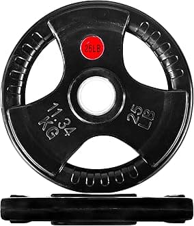 Fitvids Olympic 2-Inch Cast Iron Plate Weight Plate for Strength Training and Weightlifting, Rubber Coated Style, 25LB Pair