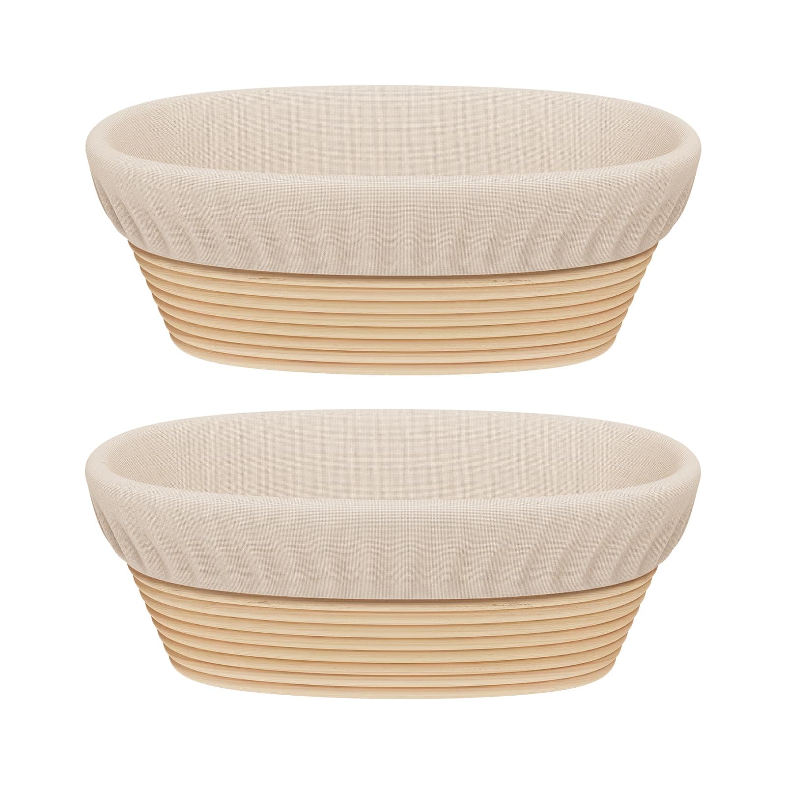 Sondiko Oval Bread Proofing Basket (2 Pack), Handmade Banneton Bread Proving Basket Brotform with Bread Lame, Dough Scraper, Proofing Cloth Liner for Sourdough Bread, Baking, (9.9 x 6 x 3 inches)