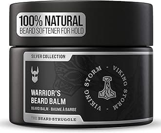 Warrior’s Beard Balm - Silver Collection, Viking Storm - Non-Greasy Low-Hold Formula, Luxurious Cologne-Grade Fragrances 100% Natural Ingredients - 50g / 1.76 US. oz.