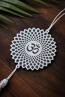 1mm Silver Foil OM Leaf Engraved Car Hanging Best for Your Car Interior, Hanging, Gift, Yoga Temple, Home Decor