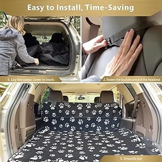 F-color SUV Cargo Liner for Dogs, Upgraded Extra Large Water Resistant Pet Cargo Cover Dog Seat Cover Mat for SUV Sedans Vans with Bumper Flap Protector, Non-Slip, Wear-Proof, Universal Fit, Paw Print