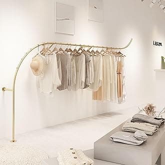 Creative Clothes Display Rack for Boutiques, Heavy Duty Metal Wall Mounted Garment Rail - Creative Arc Shape Design Display Stand - Ideal for Retail Stores and Commercial Use, Gold ( Size : 300cm )