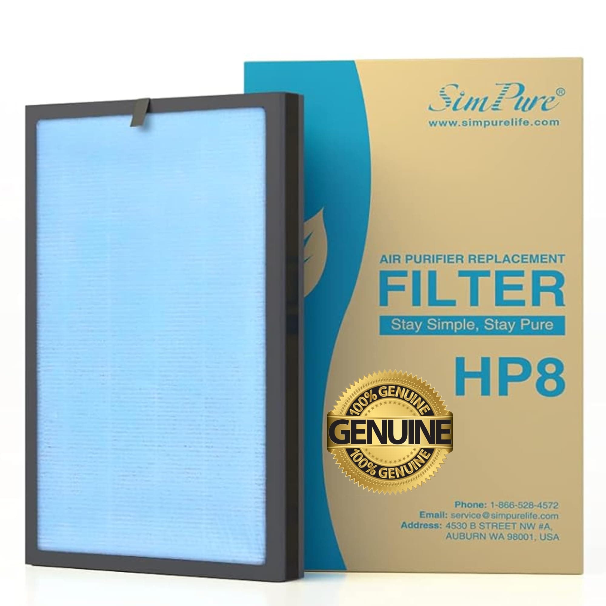 SimPure HP8 Original HEPA Replacement Filter Compatible with HP8 Air Purifier, SP-HP8-RF (NOT for Other SimPure Air Purifiers)