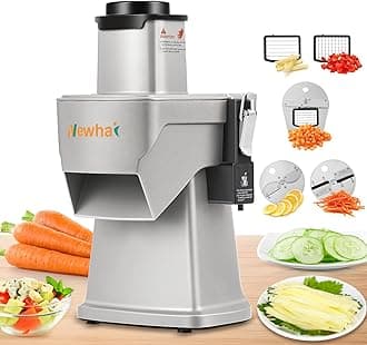 4 in 1 Commercial Vegetable Chopper Multifunctional Automatic Dicer Slicer Shredder Strip Cutter for Onion Potato Cabbage Veggie & Fruit Processor with Multi Blades 200W 110V