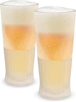 Host Freeze Beer Glasses, Freezable, Insulated Beer Cups to Keep Your Drinks Cold, Double Walled Insulated Tumbler for Iced Coffee, 16oz, Set of 2