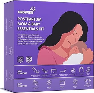 Postpartum Mom & Baby Essential Kits, Postpartum Recovery Kit for Labor &Delivery with Hospital Essentials for Women After Birth with PERI Bottle, Herbal Cooling Spray, Herbal Cooling Liner