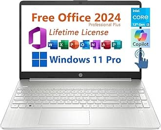 HP 15.6" Business Laptop, Free Microsoft Office 2021 with Lifetime License, HD Touchscreen Display, Intel 6-Core i3-1215U 4.4 GHz, 32GB RAM, 2TB PCIe SSD, Long Battery Life, Windows 11 Pro, Silver