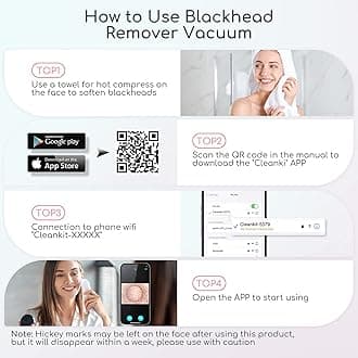 Blackhead Remover Vacuum, Black Head Remover for Face with Canera, Pore Vacuum for Men and Women, USB Interface Type Blackhead Remover Tools, Equipped with 6 Suction Heads and 3 Gears