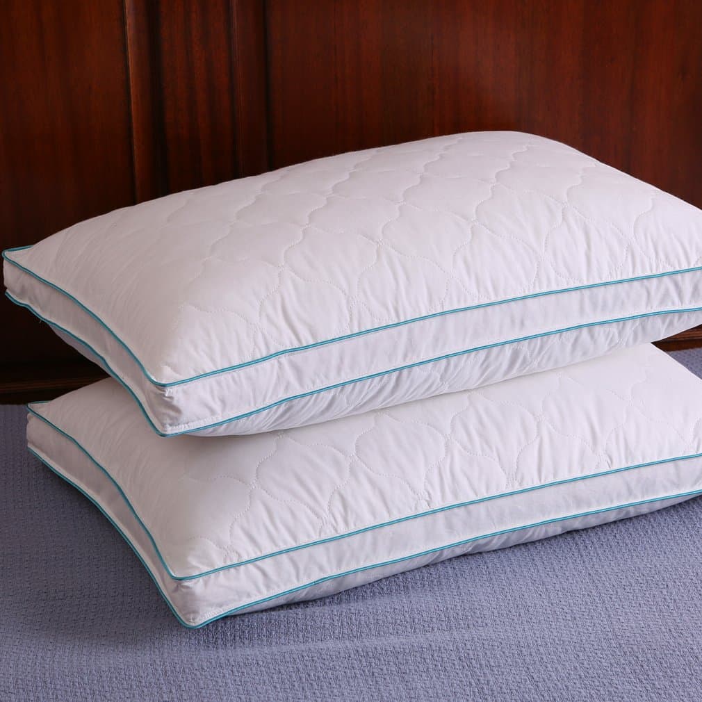 Down and Feather Pillow Bed Pillows, Double Layered Fabric, Set of 2, King