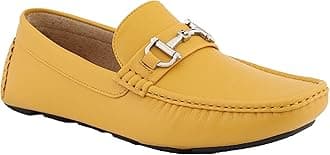 Amali Walken Men's Casual Slip-On Loafers, Driving Moccasin Shoes for Men with Silver Buckle, Available in Plush Microfiber and PU Leather