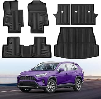 6Pcs Toyota RAV4 Floor Mats 2024 2023-2019 (Include Hybrid Prime) Full Sets All Weather Floor Mat for Toyota RAV4 Accessories 2024 2023-2019 Rear Back Seat Cover Protector Rear Trunk Frunk