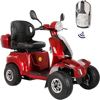 Mobility Scooters for Seniors & Adults, Heavy Duty 4-Wheel 3-Speed Medical Electric Golf Mobility Scooter Battery Powered with Rear Lock Box & Golf Cart Rack Adjustable Seat