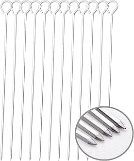 12 inch Barbecue Skewers Metal BBQ Sticks,12Pack Stainless Steel Square Skewer,Kebob,kabob Sets for Grill Outings Cooking (BBQ Skewers Square 12inch-12p)