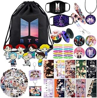 Hydow Package Set for Fans - Including Drawstring Bag,Stickers, Face M-asks, Lanyard, Keychains, Bracelets, Button Pins, Multicolor, Medium