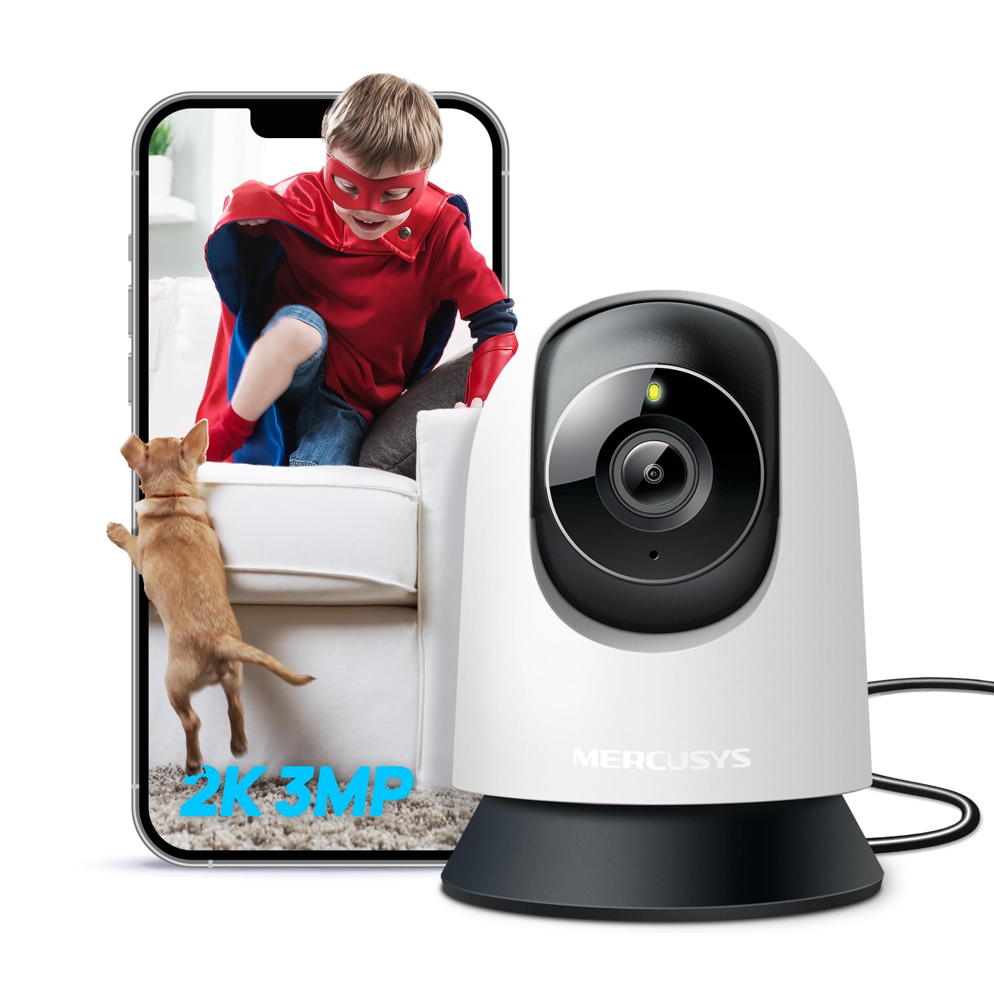 MC210 Indoor Camera,2K 3MP,TP-Link Security Camera,Pet Camera,Baby Monitor,Smart Detection,Night Vision,Full Coverage,2 Way Audio,APP Control,Google Home/Alexa,No Monthly fee