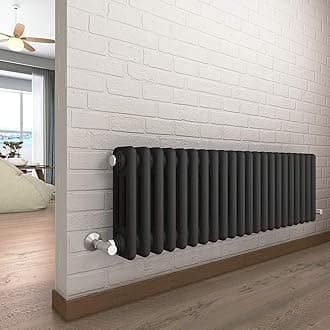 Warmehaus - Traditional Cast Iron Style Anthracite 3 Column Horizontal Radiator 300x1010mm - Modern Central Heating Space Saving Radiators - Perfect for Bathrooms, Kitchen, Hallway, Living Room