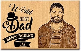 Sponsored Ad - World's Best Dad Wooden Personalized Engraved Rectangular Wall Mount Photo Plaque Gifts For Father's Day (6X4 Inches, Beige)