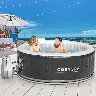 CosySpa Luxury Hot Tub Spa – 40 Degree Quick Heating Inflatable Spa with 130 Air Jet Massage System | 4-6 Person Capacity (Hot Tub + Thermal Cover)
