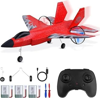 RC Plane, F35/HW39 Remote Control Plane with 3 Batteries, 2.4GHz Remote Control Airplane Fighter Toys RC Glider Easy to Fly for Kids Beginners Adults, USB Charging(Red)