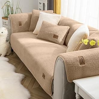 vctops Sherpa Fleece Sofa Couch Covers Super Soft Warm Plush Sectional Couch Cover Luxury Fuzzy Furry Non Slip Sofa Slipcover Furniture Protector (Coffee,28"x28")