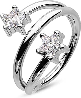 Star Helix Earrings 316L Surgical Steel Cartilage Earrings 16Gauge Helix Hoop Jewelry Double Helix Piercing Jewelry for Women