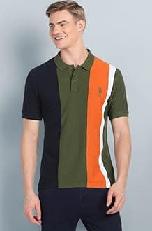 U.S. Polo ASSN. Men's Colour Block Pure Cotton Slim Fit Polo Shirt