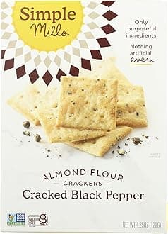Almond Flour Crackers, Black Cracked Pepper - Gluten Free, Vegan, Healthy Snacks, Plant Based, 4.25 Ounce (Pack of 1)