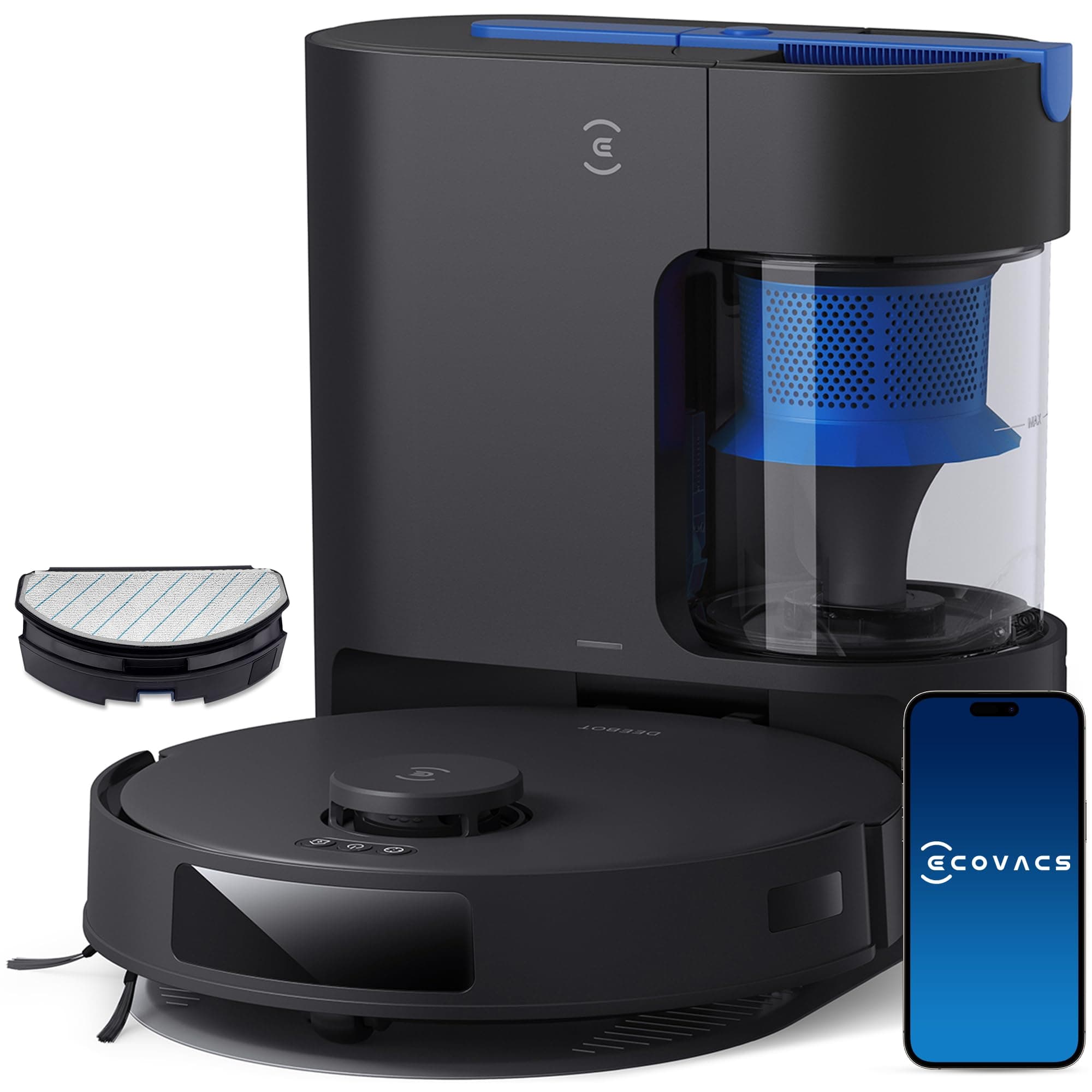 DEEBOT N20 PRO Plus Robot Vacuum and Mop,with Bagless Self Emptying Station, 8000Pa Suction,OZMO Pro 2.0 Vibrating Mopping System, Anti-Tangle Technology,45-Day Capacity,300 Minutes Runtime