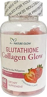 Nature Glow Glutathione Collagen Glow, 60 Organic Chewable Gummies (Strawberry (1 Bottle))