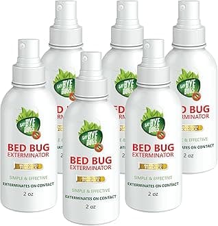 Say Bye Bugs Bed Bug Spray Travel Size-Non-Toxic and Kills on Contact. Stain & Odor Free Bed Bug Spray. New Formula for Getting Rid of Bed Bugs Permanently (6x2 oz) TSA Approved size-Travel Must Haves