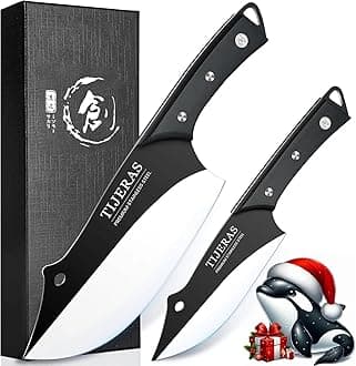 TIJERAS Professional Meat Cleaver Knife, 2-Piece Chefs Knife Set for Meat Cutting with Ergonomic Handle, Birthday Gifts for Men and Women