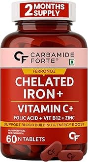 - Carbamide Forte Chelated Iron Supplement for Women and Men | Folic Acid Tablets for Pregnancy | Hemoglobin Booster | 60 Veg Tablets for Hair Growth with Iron Bisglycinate