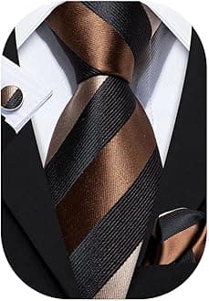 Tie Sets for Men Silk Stripe Necktie Woven Checkered Handkerchief Cufflinks Formal Business Wedding