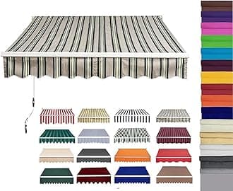 Retractable Patio Awning Replacement Fabric (Without Frame) Waterproof Shade Sun Shade Awning Cover Outdoor Patio Canopy Sunsetter Deck Awnings Polyester(E,(20x16ft) 6x5m)